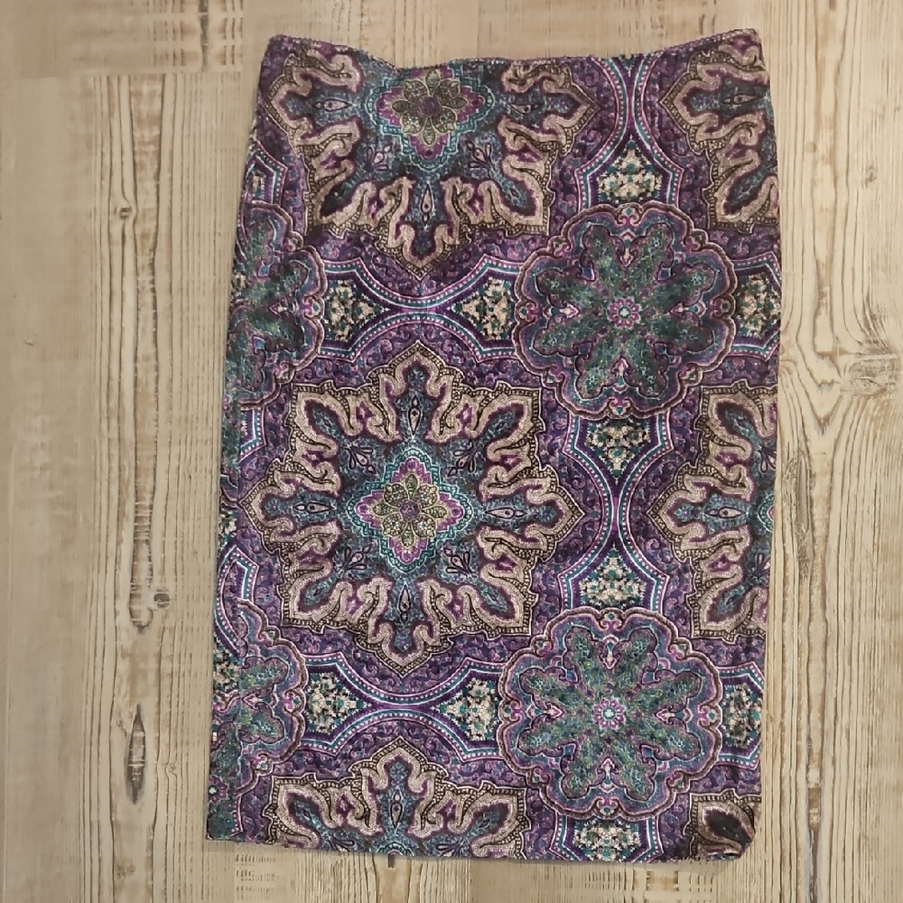 Smoochyvelvet Y2k Purple Paisley Patterned Pencil Skirt